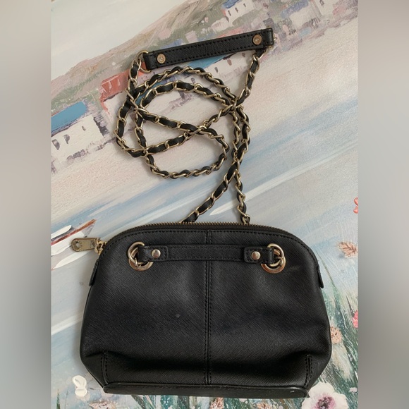 DKNY 2014 Crossbody Goldtone Black Leather Purse - Picture 5 of 16